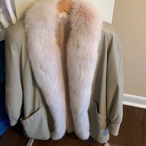 Faux Leather Coat with Faux Fur Trim